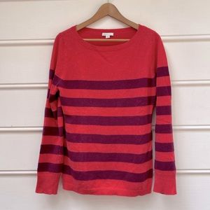 Garnet Hill - cashmere stripe pullover sweater, Medium